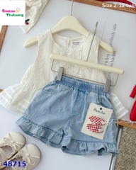 Set bộ Miakid áo thêu, quần short jean
