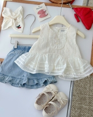 Set bộ Miakid áo thêu, quần short jean