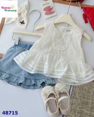 Set bộ Miakid áo thêu, quần short jean