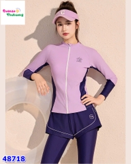 Đồ bơi Yuke tím viền xanh
