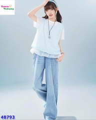 Set bộ áo trắng yếm xanh lấp lánh