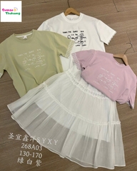 Set áo tím thêu Puppy, váy trắng
