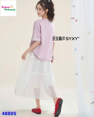 Set áo tím thêu Puppy, váy trắng