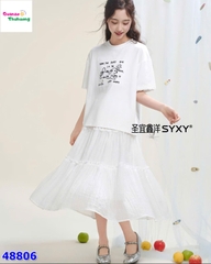Set áo trắng thêu Puppy, váy trắng