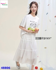 Set áo trắng thêu Puppy, váy trắng