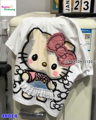 Áo thun trắng Kitty váy ren