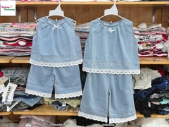 Set bộ xanh denim thêu Kitty