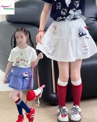 Chân váy kẻ xanh in 92 Kitty