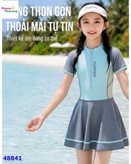 Váy bơi xanh viền xám Summer