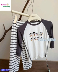 Bộ Tencel T dài trắng Mickey