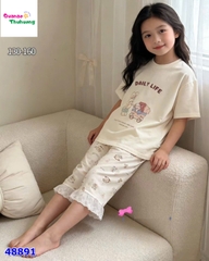 Bộ thun lửng kem thỏ và gấu Daily