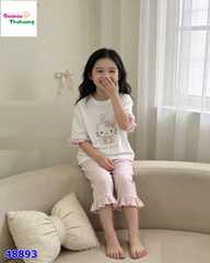 Bộ thun lửng kem Kitty hồng