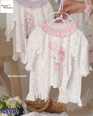 Bộ Tencel lửng Honey trắng Kitty bóng bay