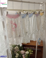 Bộ Tencel dài Honey trắng Hellokitty bóng bay