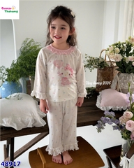 Bộ Tencel dài Honey trắng Hellokitty bóng bay