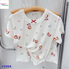 Bộ Tencel trắng cô bé quàng khăn đỏ