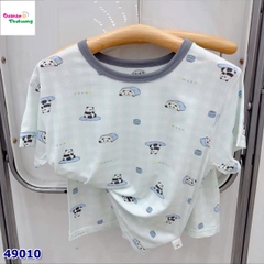 Bộ Tencel caro xanh gấu trúc