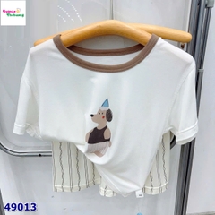 Bộ Tencel trắng cún đội nón