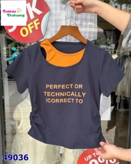 Áo thun xanh đen cổ nâu Perfect