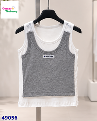 Áo M+ 2 lớp sát nách trắng xám
