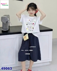 Set DDH áo trắng I will try, quần xanh đen (tặng túi cói)