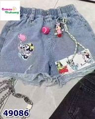 Quần short jean M+ xanh Minnie + charm