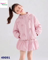 Set áo khoác & chân váy hồng đính nơ