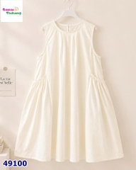 Đầm babydoll kem sát nách dáng xòe