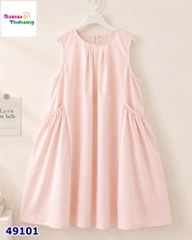 Đầm babydoll hồng sát nách dáng xòe