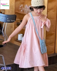 Đầm babydoll viền bím hồng