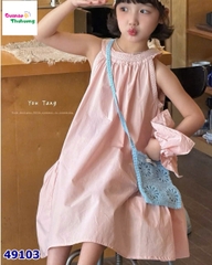 Đầm babydoll viền bím hồng