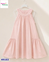 Đầm babydoll viền bím hồng