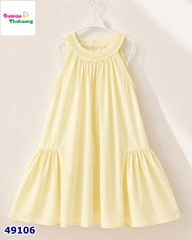 Đầm babydoll viền bím vàng kem