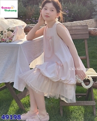 Set áo váy hồng đính nơ