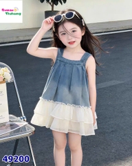Đầm jean phối voan trắng
