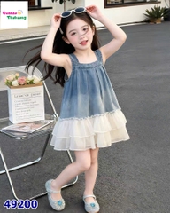 Đầm jean phối voan trắng