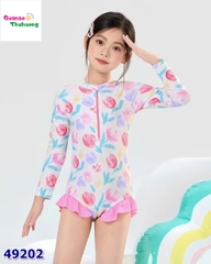 Bộ bơi liền Yuke hoa tulip hồng