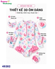 Bộ bơi liền Yuke hoa tulip hồng