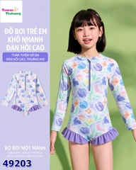 Bộ bơi liền Yuke hoa tulip tím