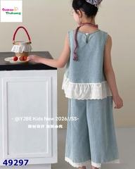 Set bộ xanh jean viền ren