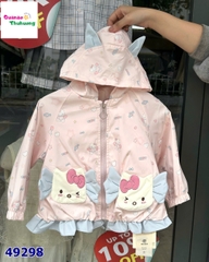 Áo khoác hồng Kitty viền xanh dương