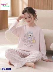 Bộ dài Qke tím gấu nón xanh
