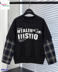 Áo Sweater đen Htaleh tay caro