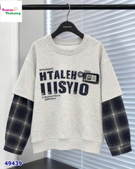 Áo Sweater xám Htaleh tay caro