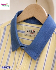 Áo sơ mi B2Kid vàng sọc xanh