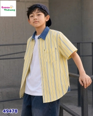 Áo sơ mi B2Kid vàng sọc xanh
