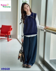 Set Syci gile sọc xanh, quần jean xanh