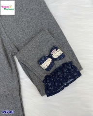 Legging xám thêu nơ xanh