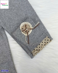 Legging xám gấu kem chấm bi