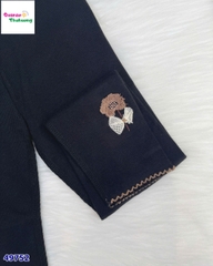 Legging đen thêu bông hoa